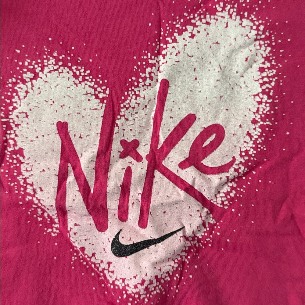 Nike Hot Pink Heart Logo Short Sleeve Tee - Picture 3 of 6
